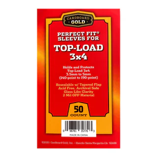 Cardboard Gold Perfect Fit Sleeves for Top-Load 3x4 140 to 190 Point Cards (Case/2,500)