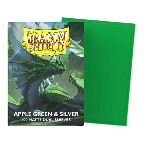 Dragon Shield Matte Dual Sleeves (Apple Green & Silver)