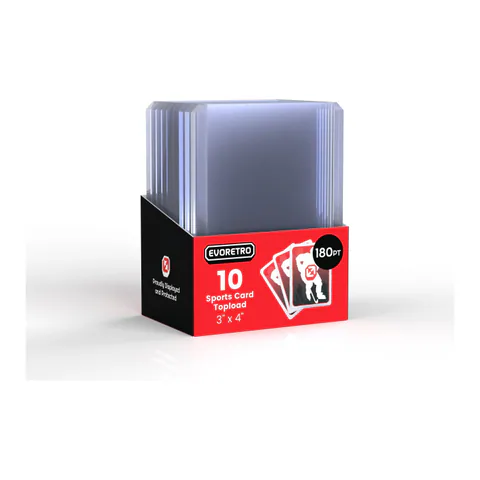 EVORETRO 180PT Evoretro Premium Toploader – 10 Pack | Extra-Thick Rigid Card Holder for Thick & Memorabilia Cards (shown: 1 pack)