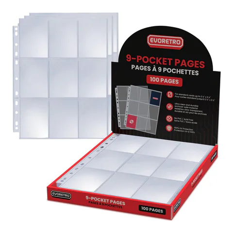 EVORETRO 9 Pocket Binder Pages for Trading Cards – 100 Pack (shown: 1)