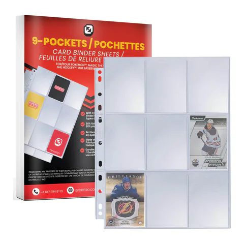 EVORETRO 9-Pocket Binder Pages for Trading Cards | 40 Sheets (shown: 1)