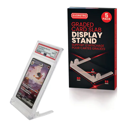 EVORETRO Transparent PSA & CGC Graded Card Slab Display Stand - 5-Pack Clear Holder for Graded Cards 5 PACK