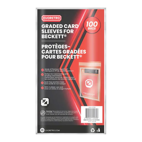 EVORETRO Graded Card Sleeves for Beckett and bumper  – Pack of 100 (shown: 1)