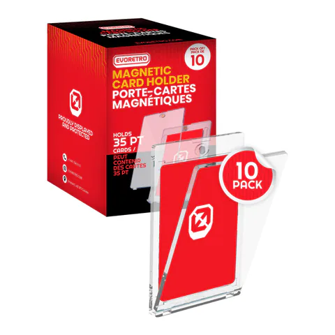 EVORETRO One Touch Magnetic Card Holder 35PT for Trading and Gaming Cards (shown: Pack of 10)