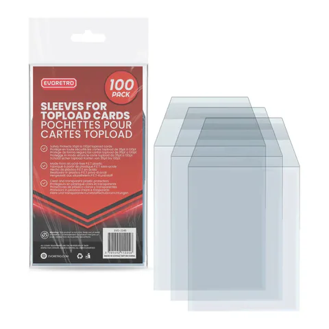 EVORETRO Perfect Fit Sleeves for Topload Card Holders – Fits 2–3 Holders (Pack of 100)