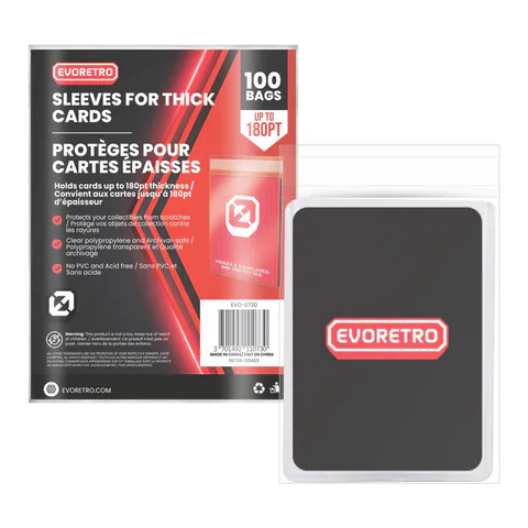EVORETRO Large Card Sleeves – Fits Thick Cards Up to 180pt (Pack of 100) (shown: 1)