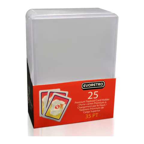 EVORETRO 25 EVORETRO Toploader 35pt/55pt/75pt/100pt/180pt – Pack of 25 for Trading Cards (shown: 35pt / 1 pack)