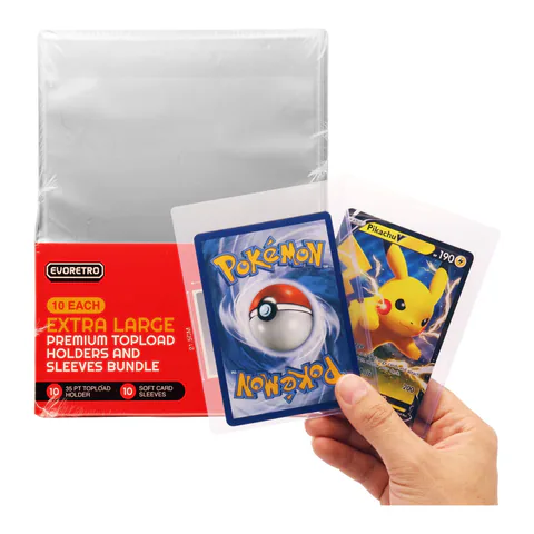 EVORETRO XL Jumbo Toploader Sleeves Combo 35pt (10 Toploaders + 10 Sleeves)