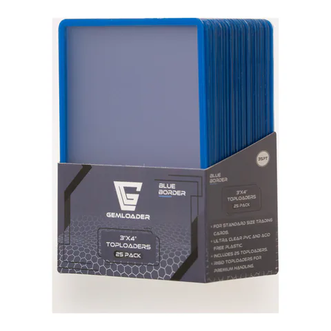 Gemloader BLUE BORDER 3''X4'' Toploaders Ultra-Clear and Seamless 35PT (25Pack)