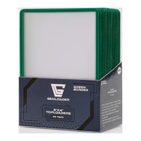 Gemloader GREEN BORDER 3''X4'' Toploaders Ultra-Clear and Seamless 35PT (25Pack)