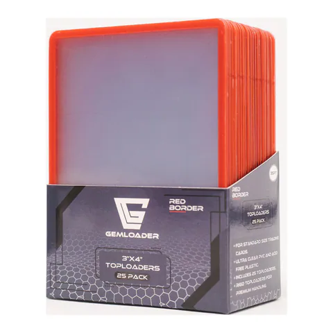 Gemloader RED BORDER 3''X4'' Toploaders Ultra-Clear and Seamless 35PT (25Pack)